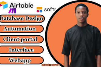 setup airtable database, automation, softr webapp, client portal, zapier