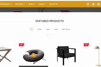 create a furniture ecommerce, shopify store website
