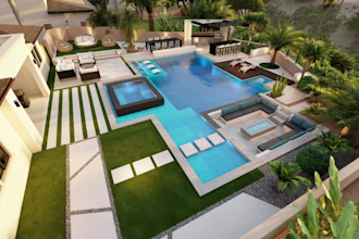 design your swimming pool , landscape and backyard garden