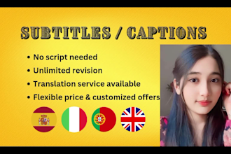 subtitles or captions your vedio english spanish italian and portuguese