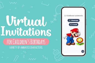 design a digital birthday invitation featuring cartoon characters