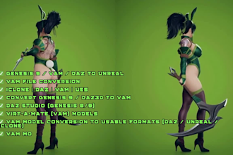 do genesis 9, daz 3d character to vam model conversion, vam file convert, iclone