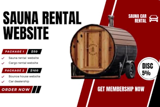 design a sauna rv bounce house or cabin rental website with booking system