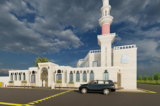 design mosque 3d interior, exterior, plainning