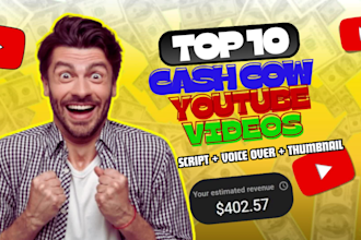 create youtube top 10 faceless cash cow video, cash cow faceless video editing