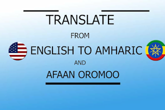 translate and transcribe from english to amharic and oromo