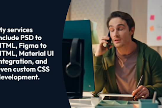 convert figma, xd, PSD to responsive HTML with bootstrap, tailwind CSS, and mui