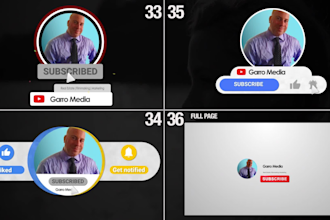 create youtube subscribe, bell and profile image animation