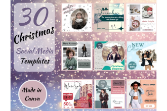 provide 30 christmas and winter templates fully editable in canva