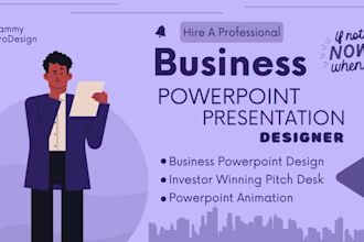 design powerpoint presentation and animation, and investor winning pitch desk