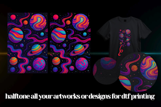 halftone all your artworks or designs for dtf printing