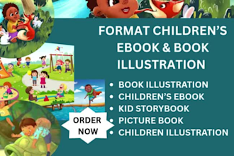 illustrate, format children storybook, children ebook for amazon kdp, bookbaby