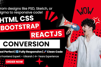 convert figma, PSD, xd to responsive HTML, CSS, bootstrap