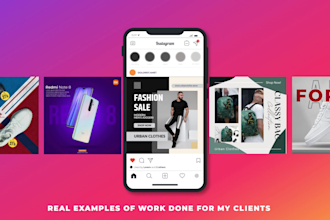 design instagram, facebook posts banner ads and  insta post