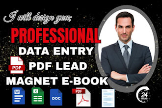 do data entry, copy paste, data scraping, email leads, PDF lead magnet, brochure