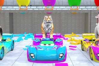 create 3d crossing fountain cartoon for kids paint animals games
