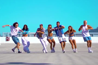 create an captivating group dance video with dynamic choreography and music