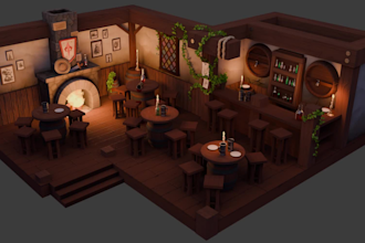 design detailed stylized game ready 3d props and environments