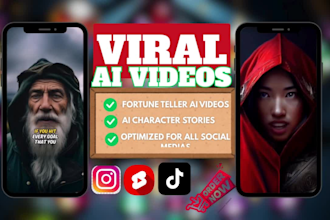 create viral ai fortune teller, horror story ai character, lip sync promo videos