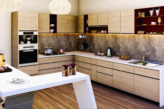 design kitchen, bathroom, living room interior and 3d render