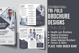 design trifold health care medical clinical  indesign brochure, poster or flyer
