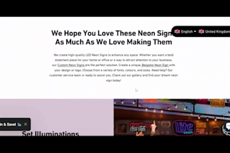 design neon shopify store neon sign website neon logo neon led light website