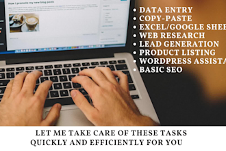 do the fastest excel data entry typing, data collection, and web research