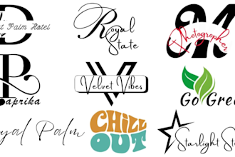 design unique monogram typography t shirt design and handwritten scripted logo