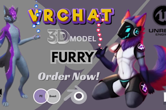 do furry vrchat avatar vtuber  3d charater modelling