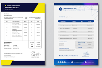 design invoice, order form, receipt in excel, word, ai, or PSD