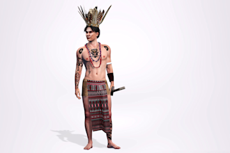 create a 3d character with custom clothing