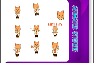 create animation loop cute sticker for website or app