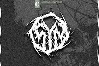 make a brutal black and metal rock band logo