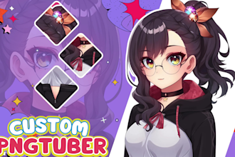 draw custom pngtuber character model or vtuber live2d for streaming anime style