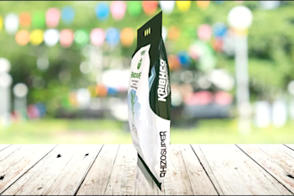 create 3d realistic mockup and cinematic packaging pouch
