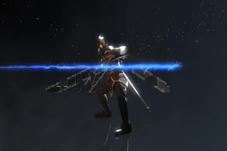 create 4k knight sword swinging logo intro