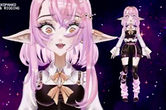 design and rig live2d vtuber, 2d vtuber model, live 2d anime style