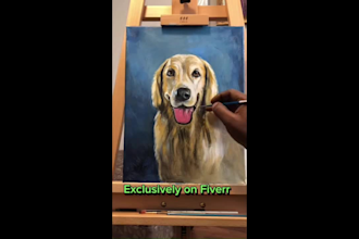 paint a realistic hand painted dog portrait