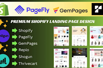 build landing page on thrivecart, shopify using pagefly, gempages, shogun, replo
