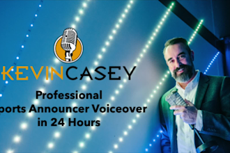 record a professional sports announcer voice over within 24 hours