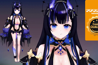 draw and rig live 2d vtuber model live2d vtube studio commission 3d vtuber