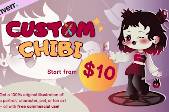 draw a custom chibi portrait, character, fanart, pet