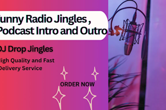 make catchy funny radio jingle, podcast intro and outro, jingles, female singer