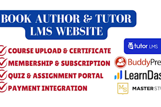 design book author website redesign lms tutor online course membership website