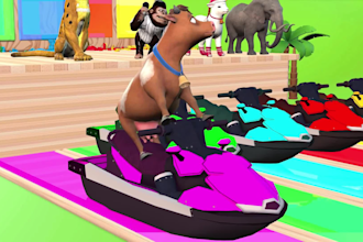 create 3d animal crossing fountain cartoon for kids paint animals duck games