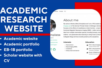 build academic website showcasing eb1, eb2 niw research achievements