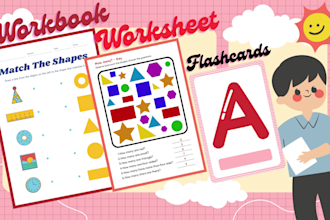design kindergarten elementary school kids worksheet activity books flash cards