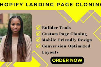 do clone redesign custom shopify landing page website in gempages shogun pagefly