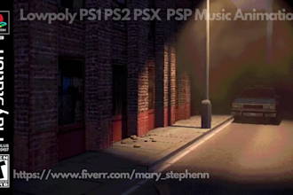 do 3d retro lowpoly music animation, music visualizer in ps1 ps2 psx n64 style