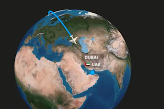 create realistic tarvel route map animation video